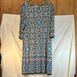 London Times Woman’s Multicolor Geometric Pattern Dress